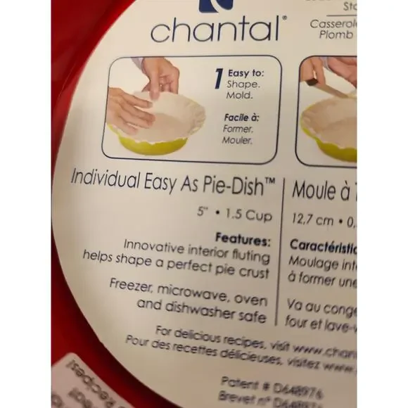 Chantal Individual Easy As Pie-Dish NWT 5" Red Fluted Edge Set Of 2 Stoneware - Picture 4 of 11